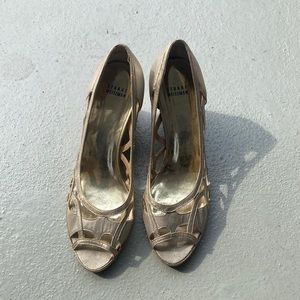 Stuart Weitzman gold wedges